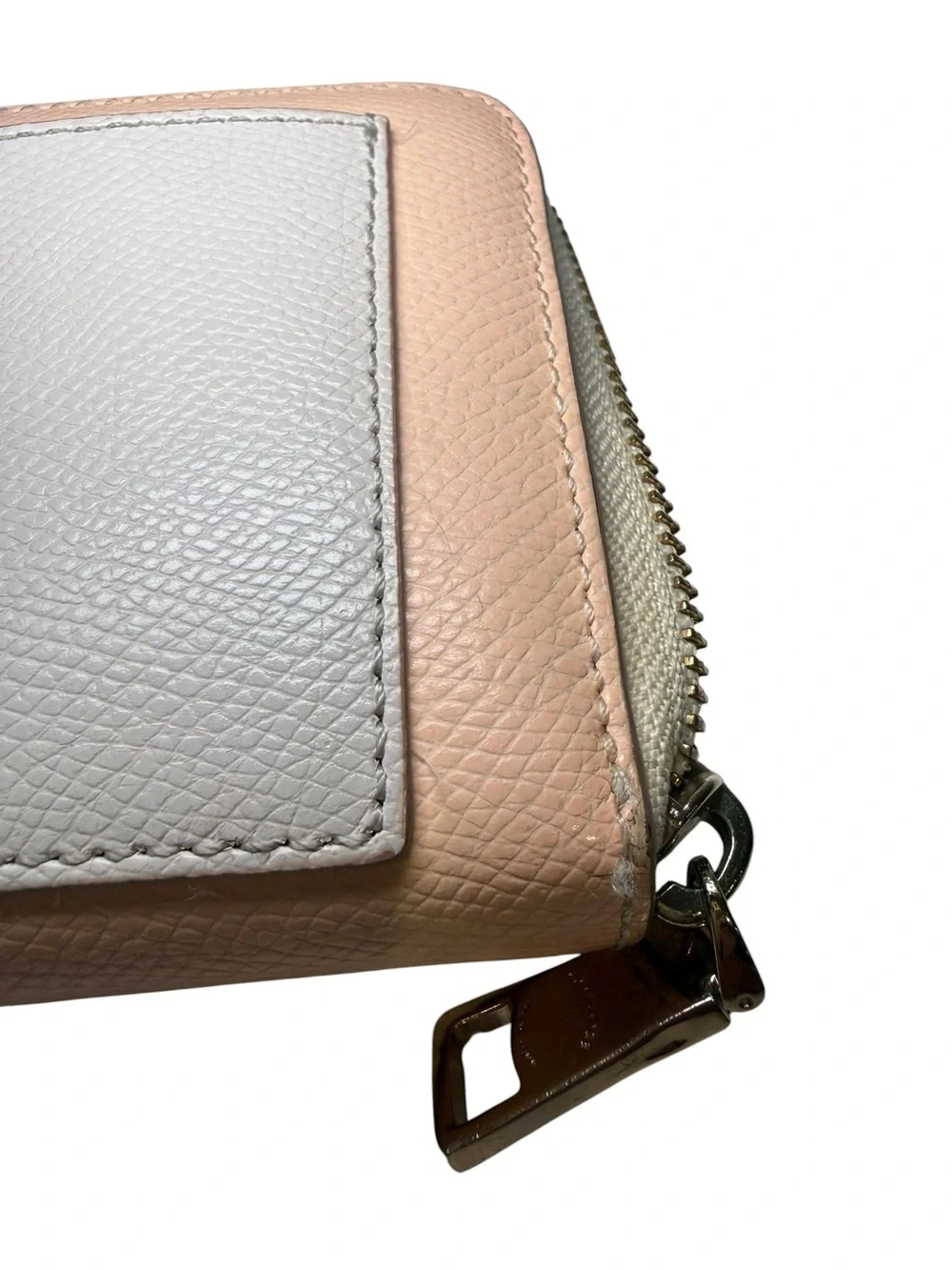 Coach Accordion Zip Wallet in Colorblock Pebble Leather - Pink / Light Gray